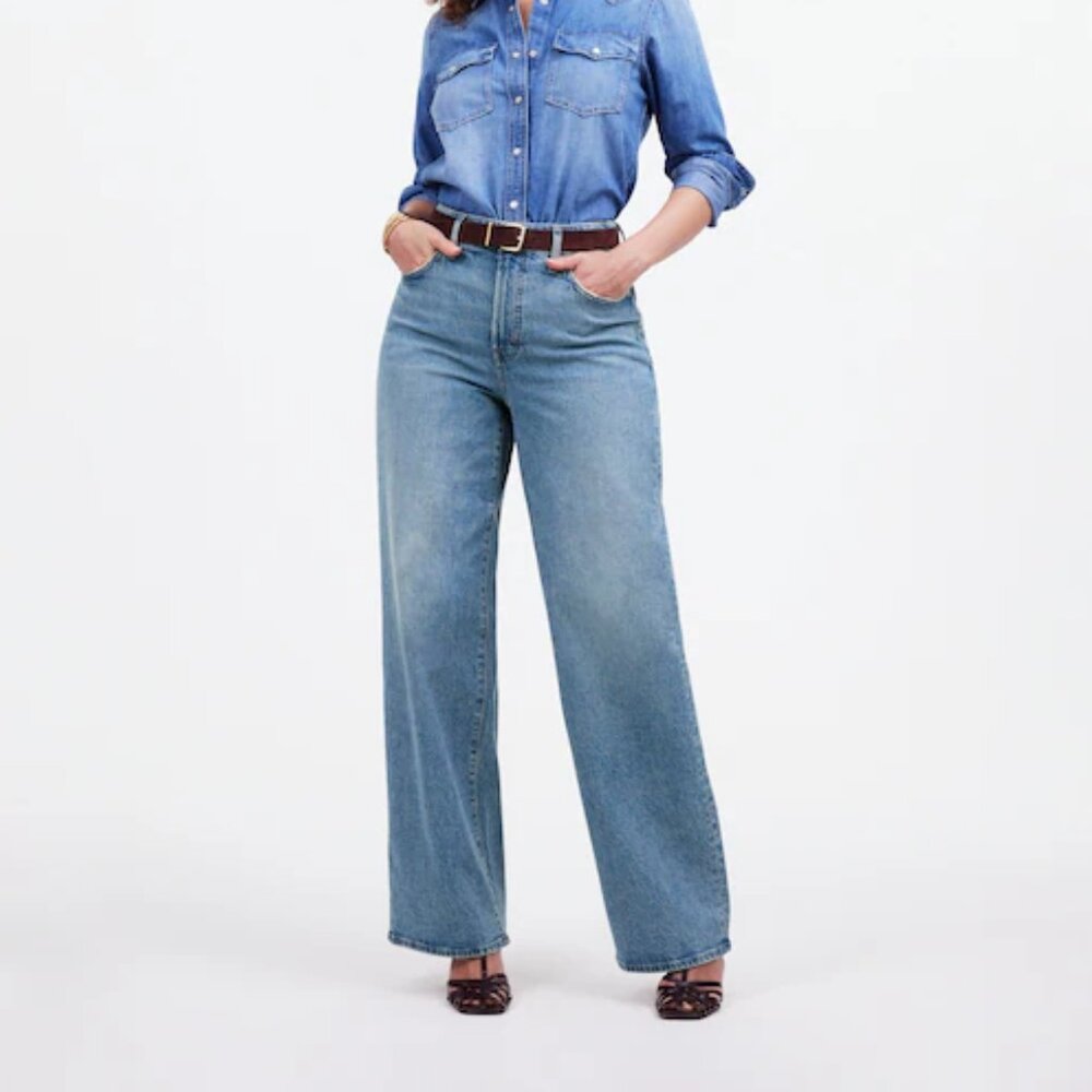NWT Madewell Blue Denim Jeans - The Curvy Perfect Vintage Wide-Leg Jean, Size 30